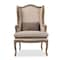 Baxton Studio Oreille White Wash Distressed Two-tone Beige Upholstered Armchair 121-6652 - alternate 1